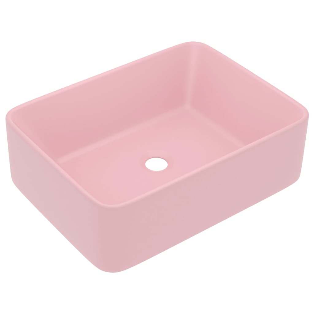 foto del prodotto helloshop26 lavabo di lusso da appoggio wc lavabo bagno stanza cosmetica interno rettangolare 41 x 30 cm in ceramica rosa opaco