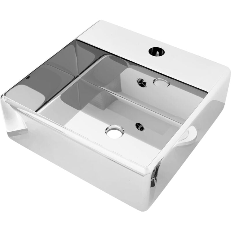 foto del prodotto helloshop26 lavabo lavabo da appoggio bagno interno cabina doccia wc con troppopieno 41 x 41 x 15 cm ceramica argento