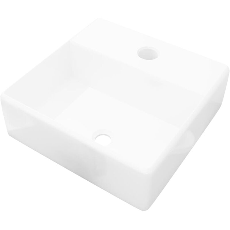 foto del prodotto helloshop26 lavabo quadrato con lavabo in ceramica bianca foro rubinetto lavabo wc 38 x 30 cm ceramica bianca