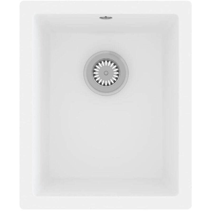 foto del prodotto helloshop26 lavello cucina con foro troppopieno 38 x 46 cm in granito bianco