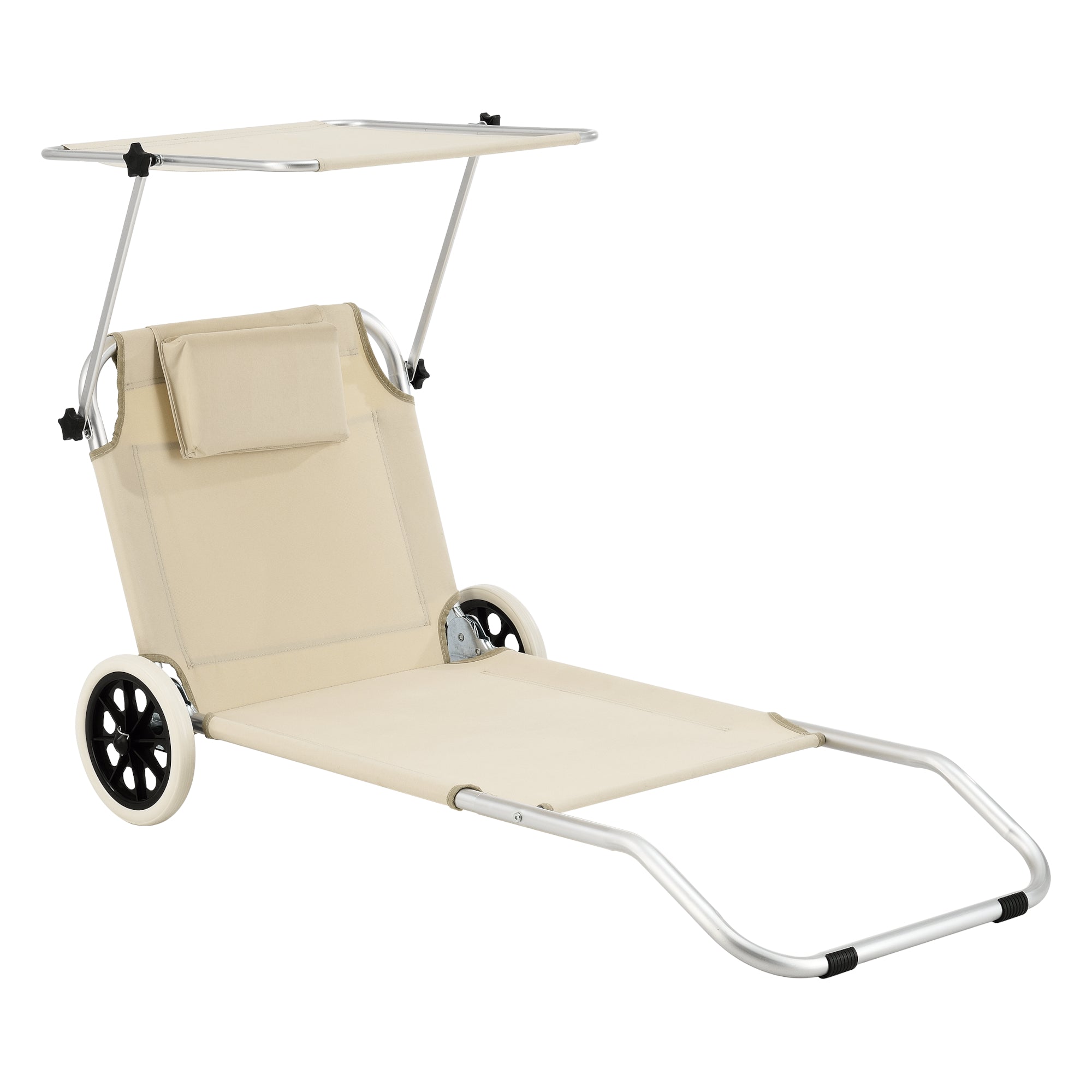 foto del prodotto helloshop26 lettino prendisole su ruote alluminio poliestere opaco argento beige 030006420