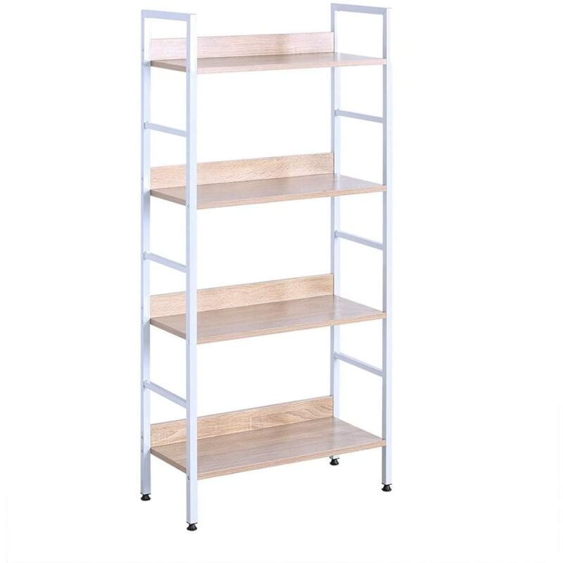 foto del prodotto helloshop26 libreria verticale in metallo rovere chiaro bianco