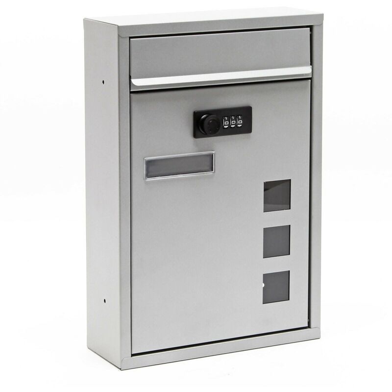 foto del prodotto helloshop26 lucchetto a combinazione per cassetta postale a parete dal design moderno, in acciaio zincato argento