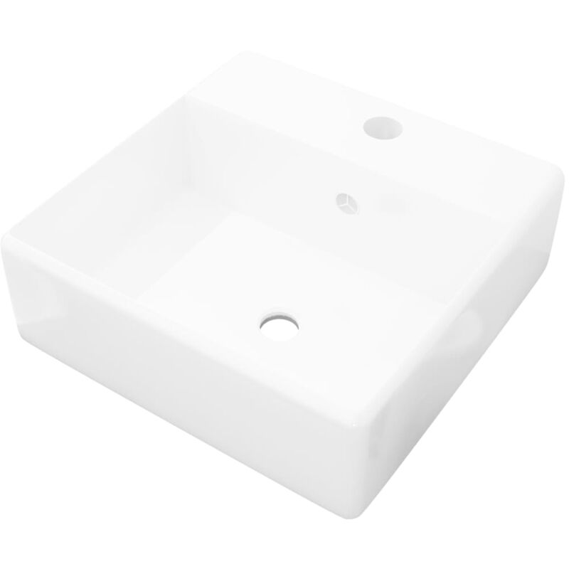 foto del prodotto helloshop26 lussuoso lavabo bagno quadrato con troppopieno 41 x 41 cm in ceramica bianca 020002485