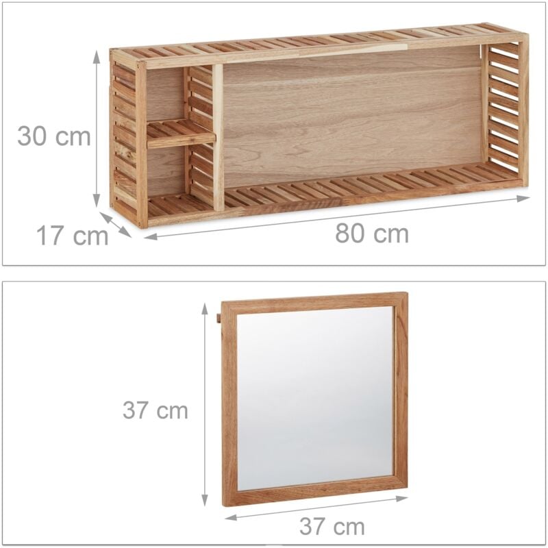 foto del prodotto helloshop26 mensola a muro con specchio scorrevole mobiletto di design da bagno 80 x 30 xm