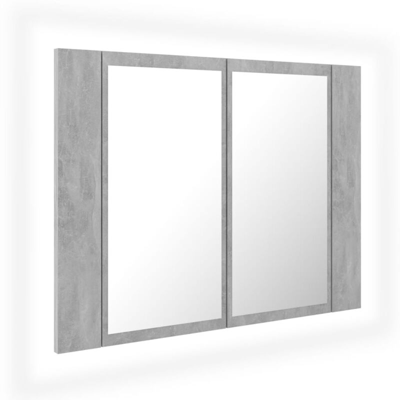 foto del prodotto helloshop26 mobile bagno con specchio 60 x 12 x 45 cm led acrilico cemento grigio