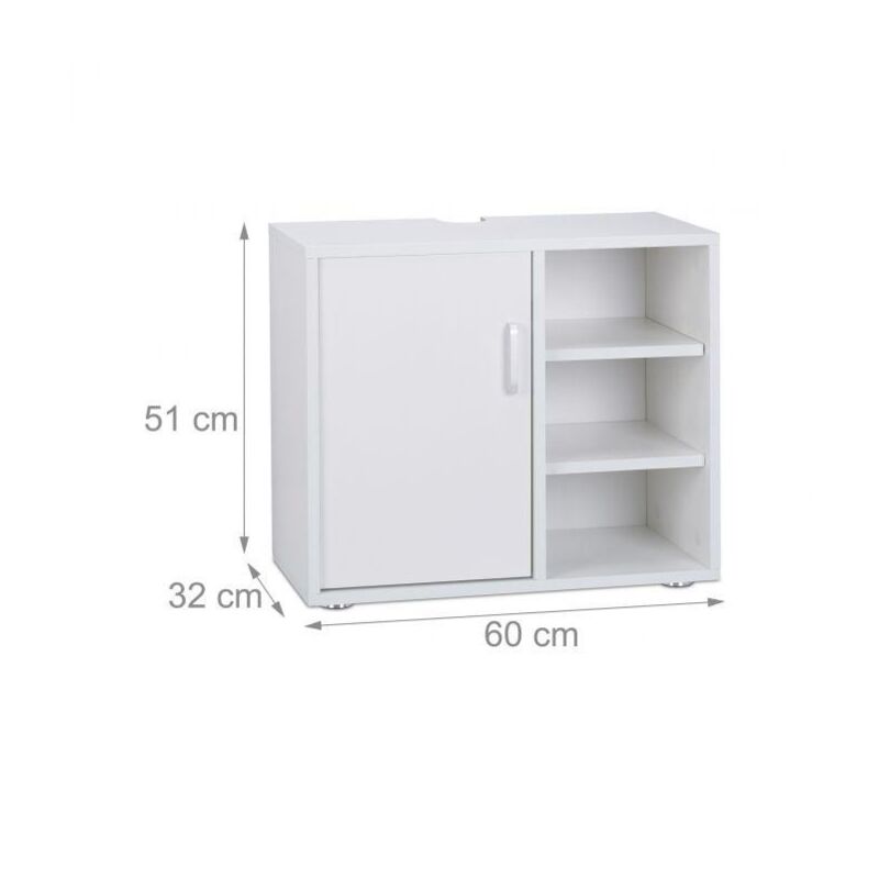 foto del prodotto helloshop26 mobile bagno sottolavabo 1 anta 3 ripiani wc in mdf bianco