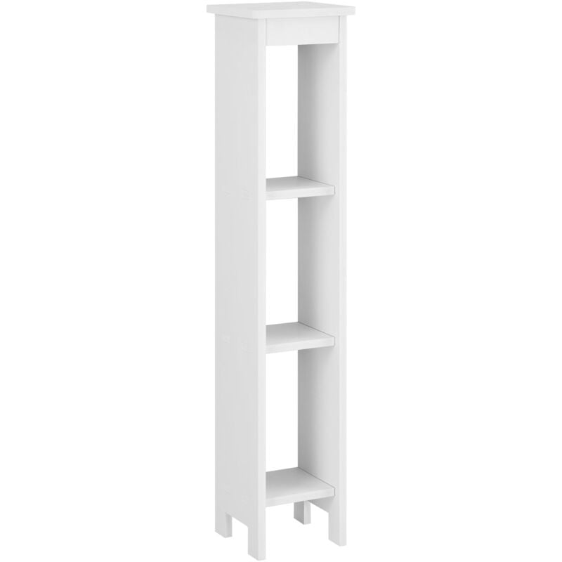 foto del prodotto helloshop26 mobile colonna per mobile bagno con 3 ripiani portaoggetti a giorno in legno composito 80 x 17 x 17 cm bianco