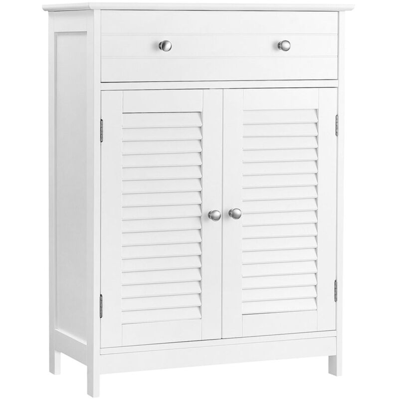 foto del prodotto helloshop26 mobile contenitore mobiletto da bagno armadio 60 x 30 x 80 cm con 2 ante a persiana cassetto ripiano regolabile stile nordico