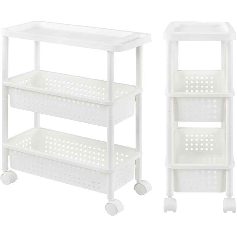 foto del prodotto helloshop26 mobile contenitore su ruote carrello portaoggetti da cucina torre 77 cm bianco