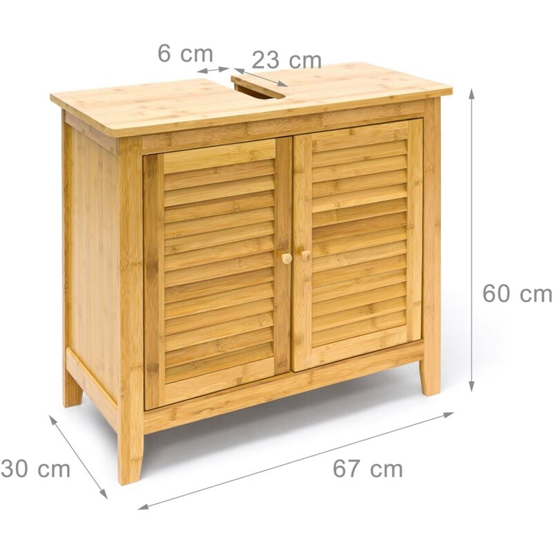 foto del prodotto helloshop26 mobile lavabo in bamb con due ante
