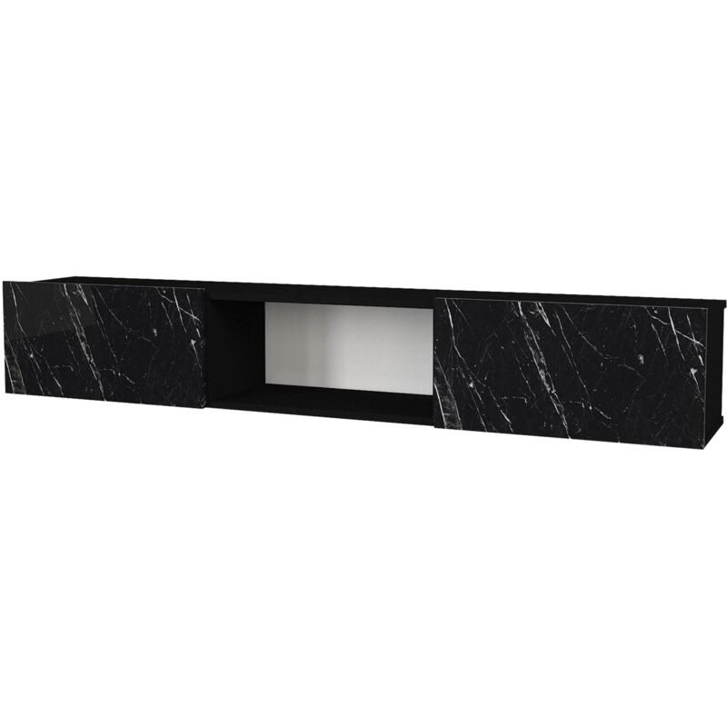 foto del prodotto helloshop26 mobile tv 180 x 31 x 295 cm effetto marmo nero 030007814