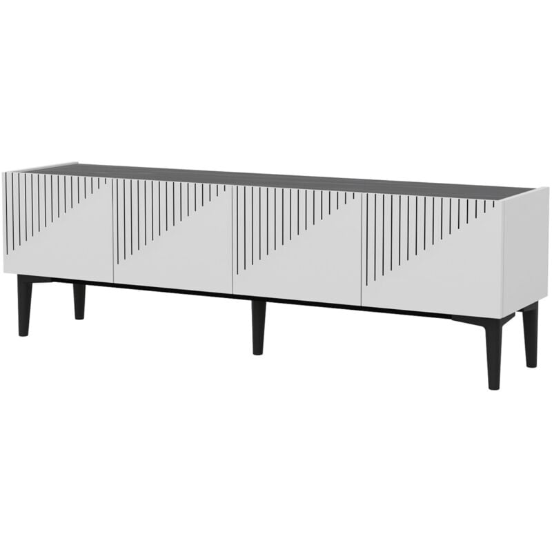 foto del prodotto helloshop26 - mobile tv a 2 ante con spazio contenitore 45 x 154 x 37 cm marmo bianco / nero 030007805