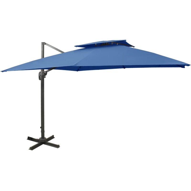 foto del prodotto helloshop26 ombrellone decentrato con doppio tetto 300 x 300 cm blu
