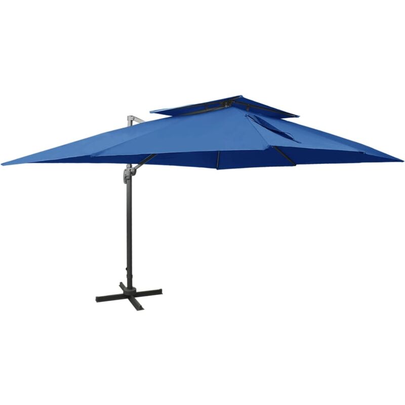 foto del prodotto helloshop26 ombrellone decentrato con doppio tetto 400 x 300 cm blu