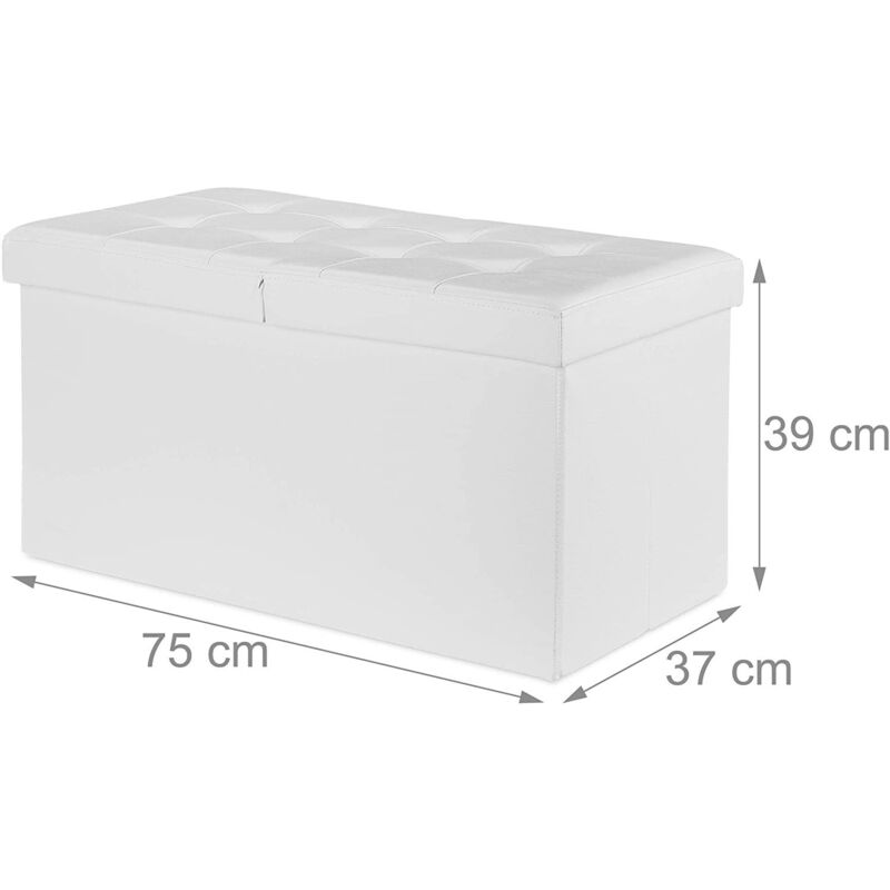 foto del prodotto helloshop26 panca con contenitore con coperchio in ecopelle 75 cm bianca