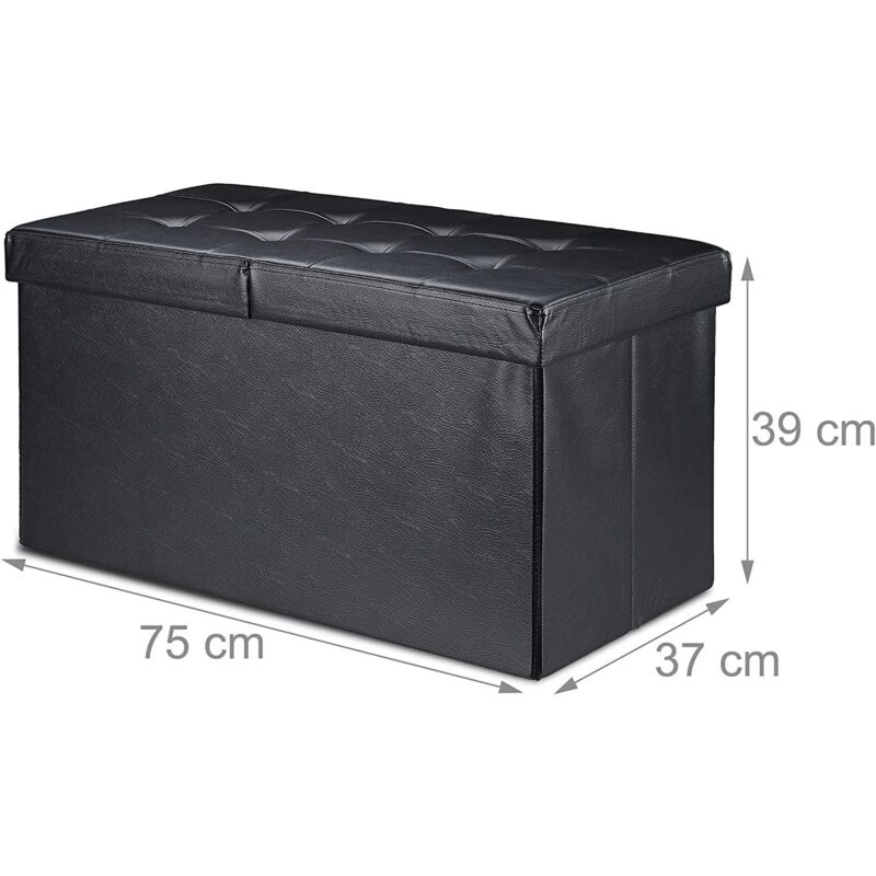 foto del prodotto helloshop26 panca con contenitore con coperchio in ecopelle 75 cm nera