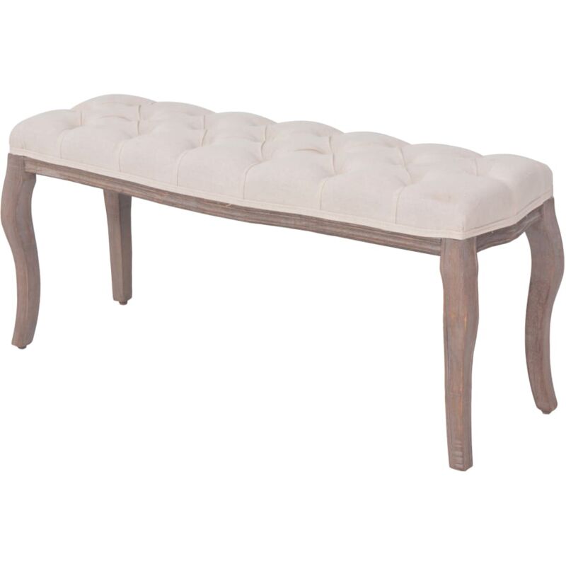 foto del prodotto helloshop26 panca in legno massello di lino 110 x 38 x 48 cm bianco crema