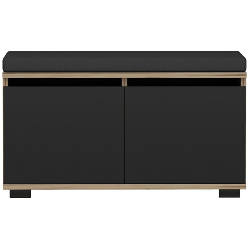 foto del prodotto helloshop26 panca per scarpe brande con 2 ante su 4 livelli 42 x 80 x 35 cm effetto rovere nero 030007654