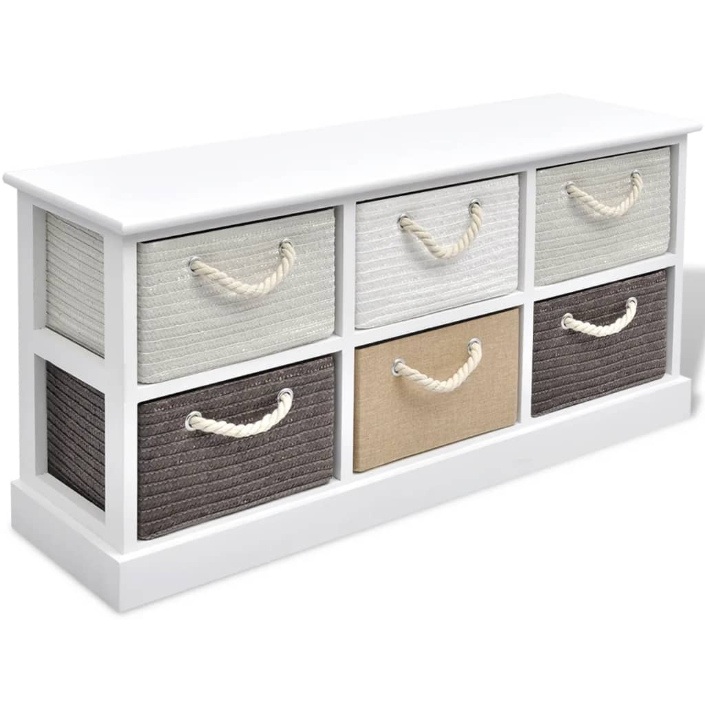 foto del prodotto helloshop26 panca portaoggetti 95 x 28 x 47 cm 6 cassetti in legno
