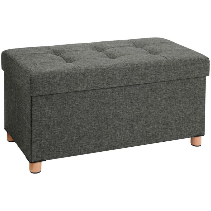 foto del prodotto helloshop26 panca portaoggetti sgabello imbottito cassapanca pieghevole con coperchio gambe in legno massiccio volume salvaspazio 65l portata 300