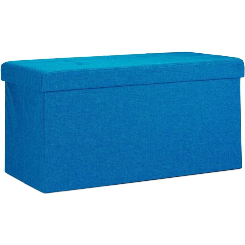 foto del prodotto helloshop26 panca sgabello pouf pieghevole cassapanca poggiapiedi 76 cm lino blu 1300023372