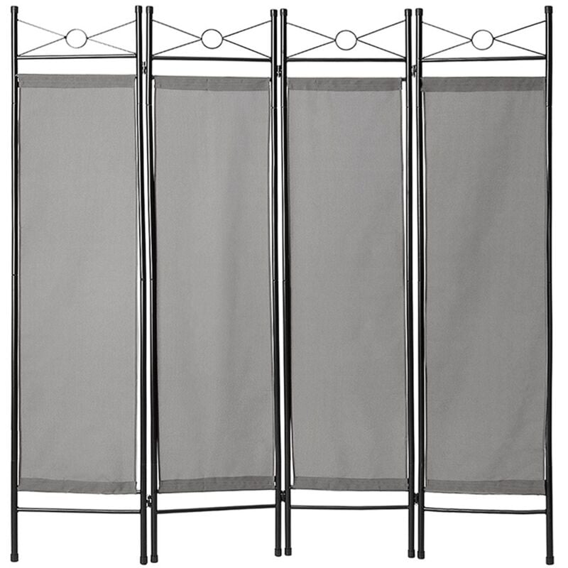 foto del prodotto helloshop26 paravento divisorio in tela 4 pannelli 180 x 160 cm decoro grigio