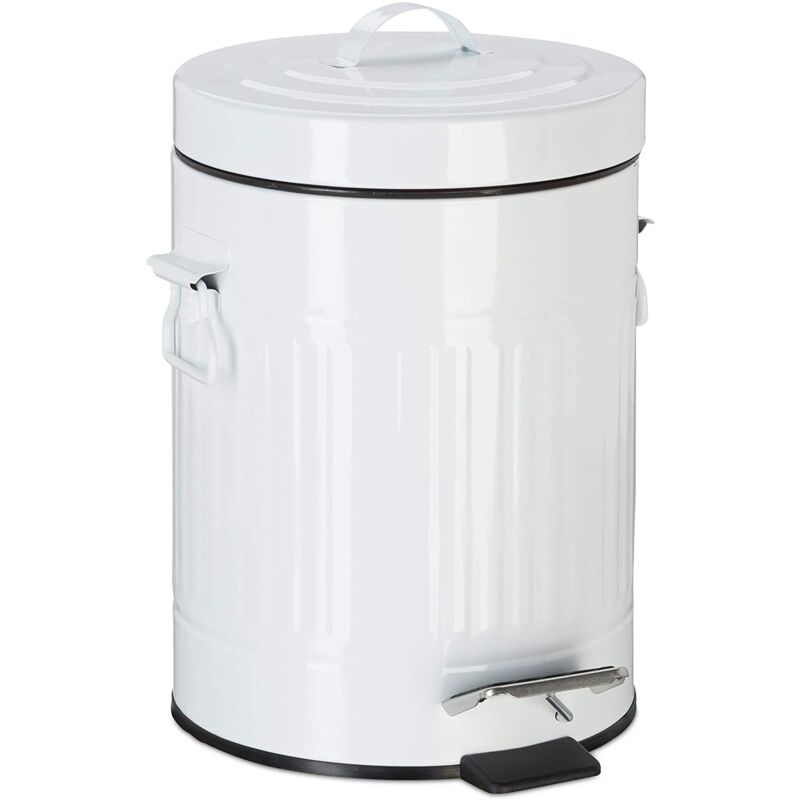 foto del prodotto helloshop26 pattumiera vintage a pedale cucina bagno in metallo 5 litri bianco 1300023192