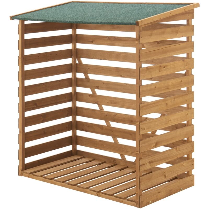 foto del prodotto helloshop26 pensilina coperta in legno di abete con tetto in bitume 123 x 116 x 64 cm 030006304
