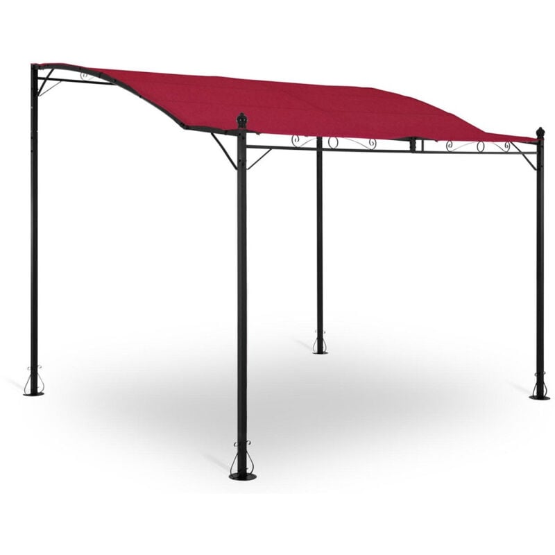 foto del prodotto helloshop26 pergola padiglione barnum pergolato tenda riparo giardino gazebo terrazza beige inclinato rosso 2,6 x 3 m 140000288