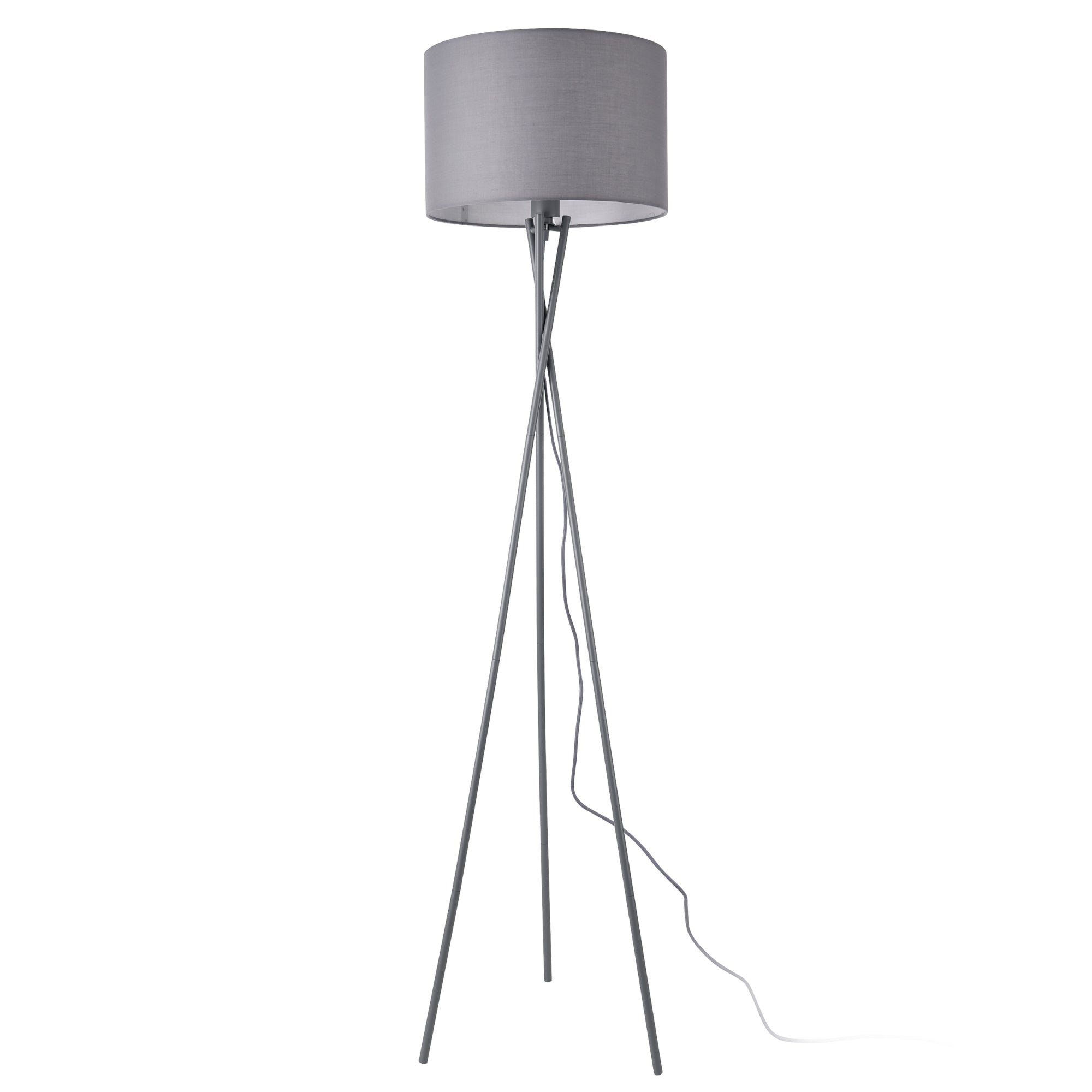 foto del prodotto helloshop26 piantana lampada lampada treppiede e27 tessuto metallo altezza 154 cm grigio 030007325