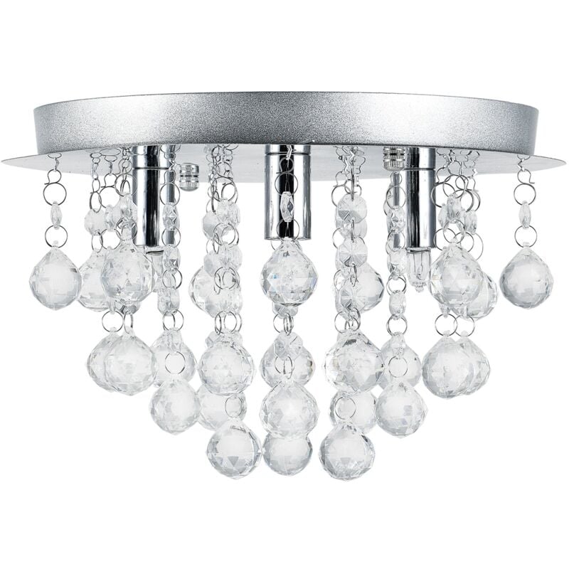 foto del prodotto helloshop26 plafoniera sospensione metallo e cristallo artistico cromo argento 3 x g9 diametro 28 cm