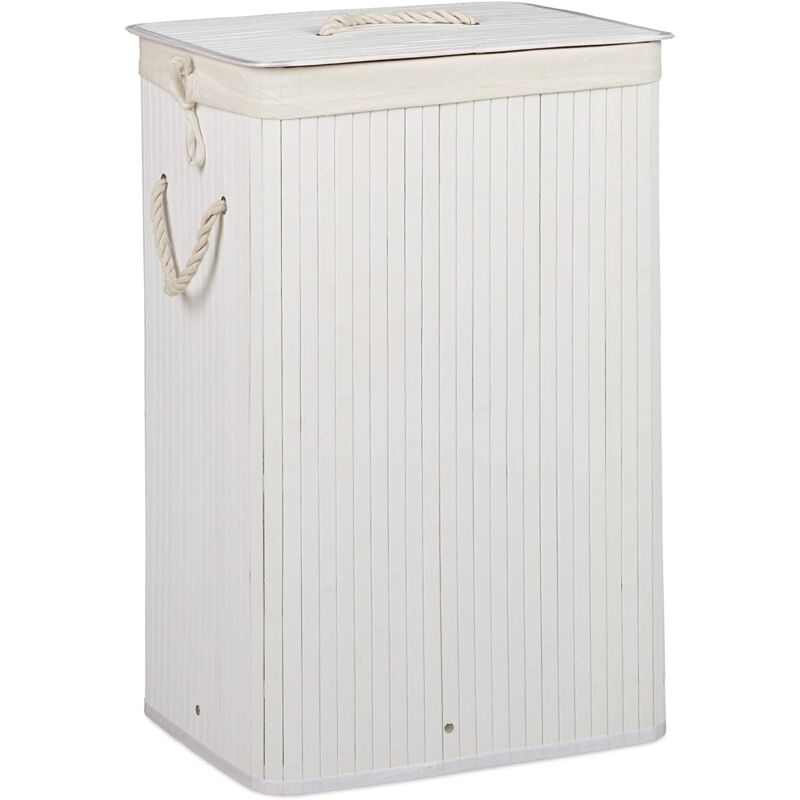 foto del prodotto helloshop26 portabiancheria rettangolare con sacco in cotone 65,5 cm bamb bianco 1300019053
