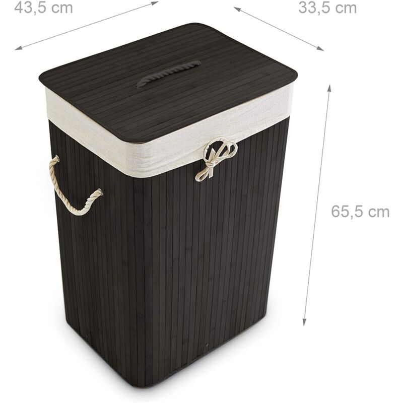 foto del prodotto helloshop26 portabiancheria rettangolare con sacco in cotone 65,5 cm bamb nero 1300019055