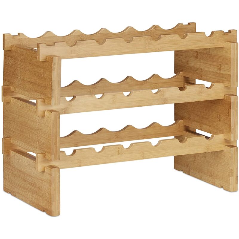 foto del prodotto helloshop26 portabottiglie impilabile in bamb a 3 livelli da 45 cm