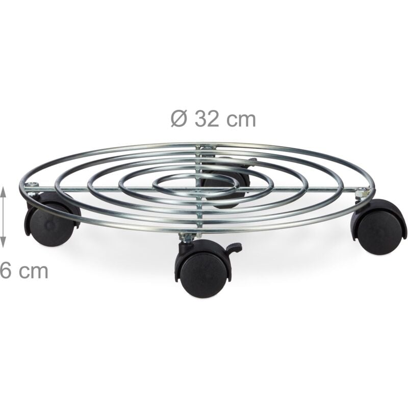 foto del prodotto helloshop26 portapiante su ruote con freno portavaso rotondo in metallo 32 cm