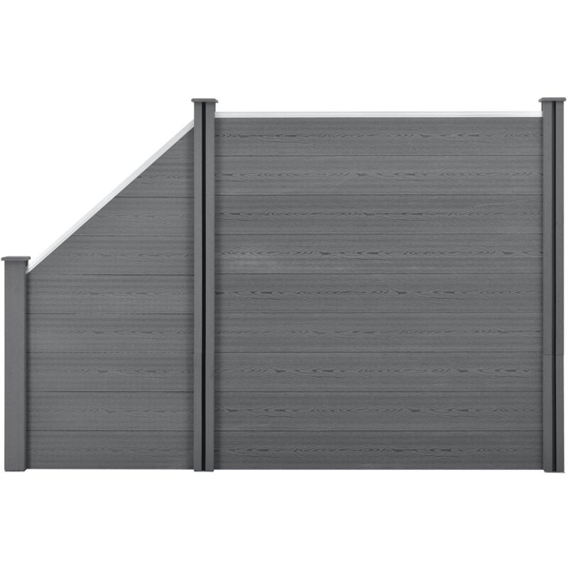 foto del prodotto helloshop26 recinzione frangivista quadratica e obliqua in legno composito wpc 183 x 277 cm grigio 030001458