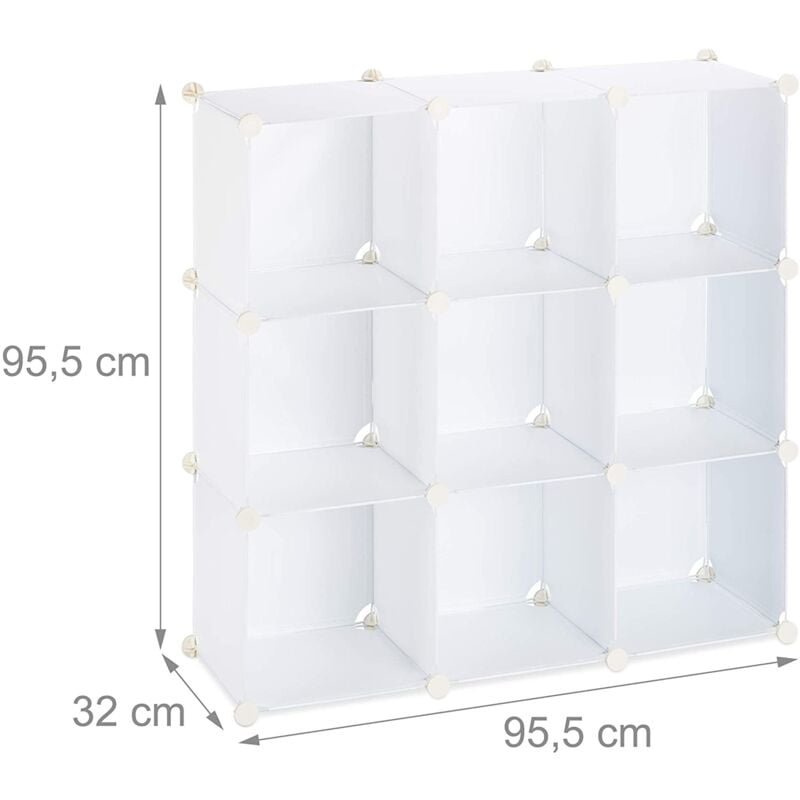 foto del prodotto helloshop26 ripiano portaoggetti 9 armadietti modulari montaggio fai da te plug in libreria in plastica nera bianca
