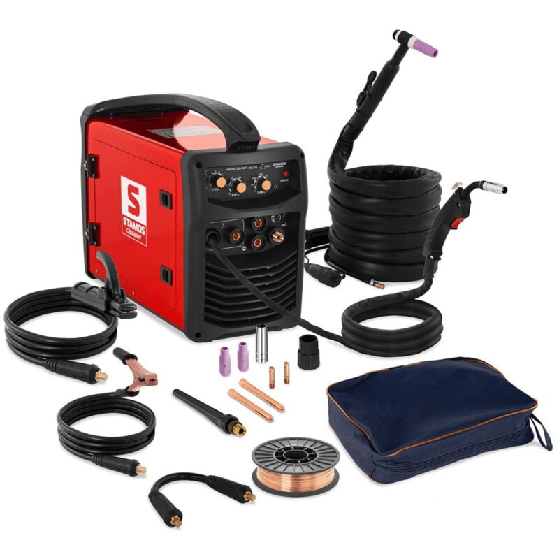 foto del prodotto helloshop26 saldatrice combinata multiprocesso filo animato con elettrodo rivestito s migma 250.igbt mig mag mma tig fcaw, 230 v, 50 hz, 250 a,