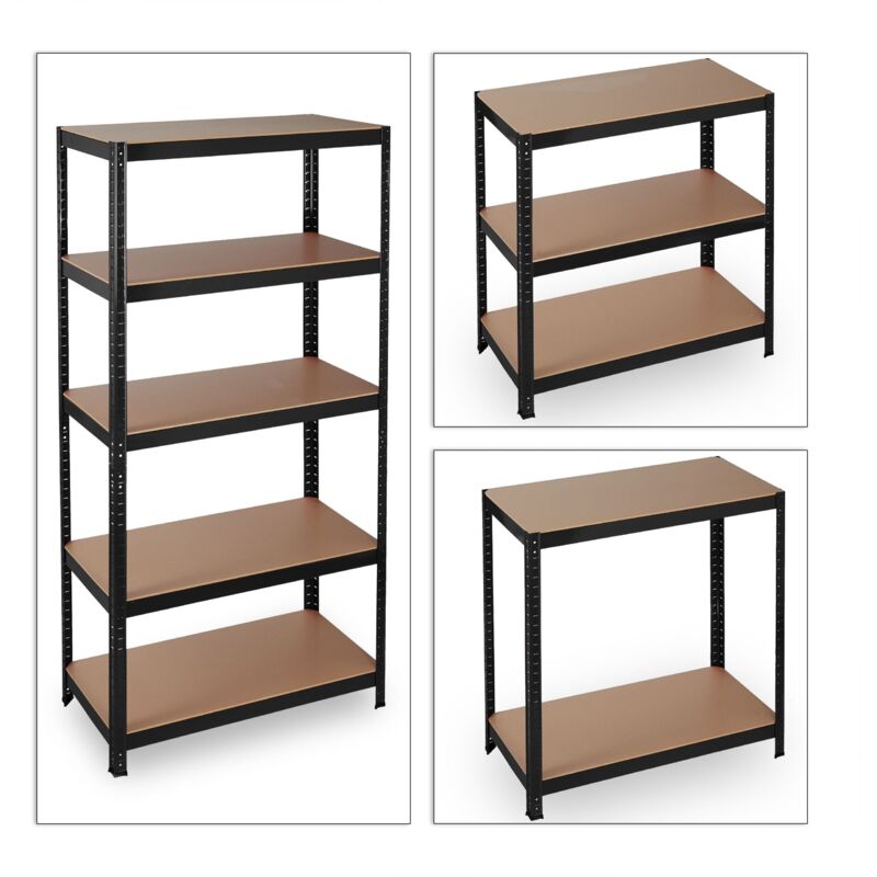 foto del prodotto helloshop26 scaffale per carichi pesanti con clip per cantina, garage, 180 cm, in acciaio mdf nero