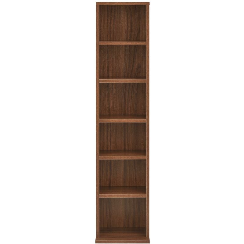 foto del prodotto helloshop26 scaffale per cd torre per cd dvd portaoggetti 6 superfici di appoggio 90 x 20 x 20 cm mdf melaminico effetto noce