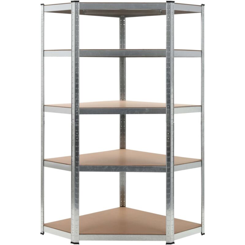 foto del prodotto helloshop26 scaffale portaoggetti per carichi pesanti, robusto, per officina, garage, attrezzi, argento, 90 x 90 x 180 cm, in acciaio e mdf