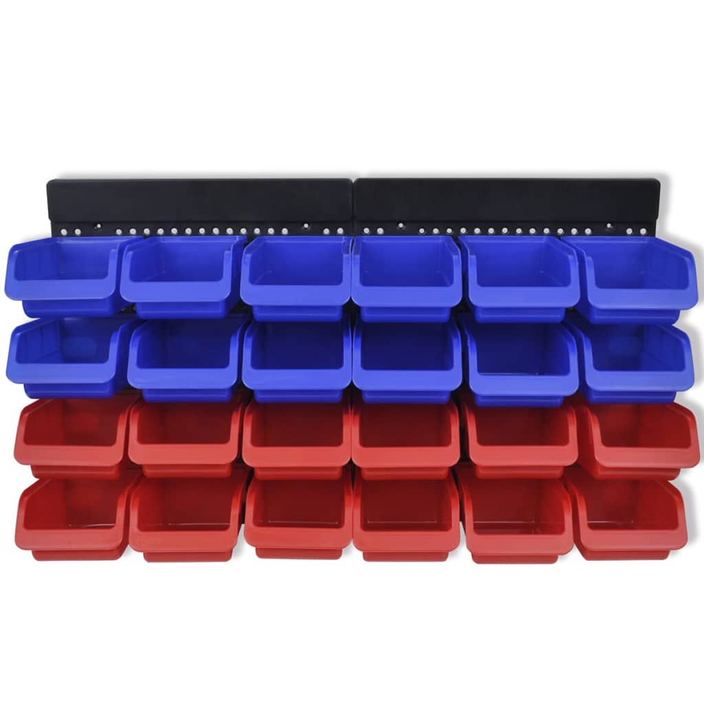 foto del prodotto helloshop26 scaffali per contenitori da parete combinati per armadietto per attrezzi, officina, garage, blu e rosso