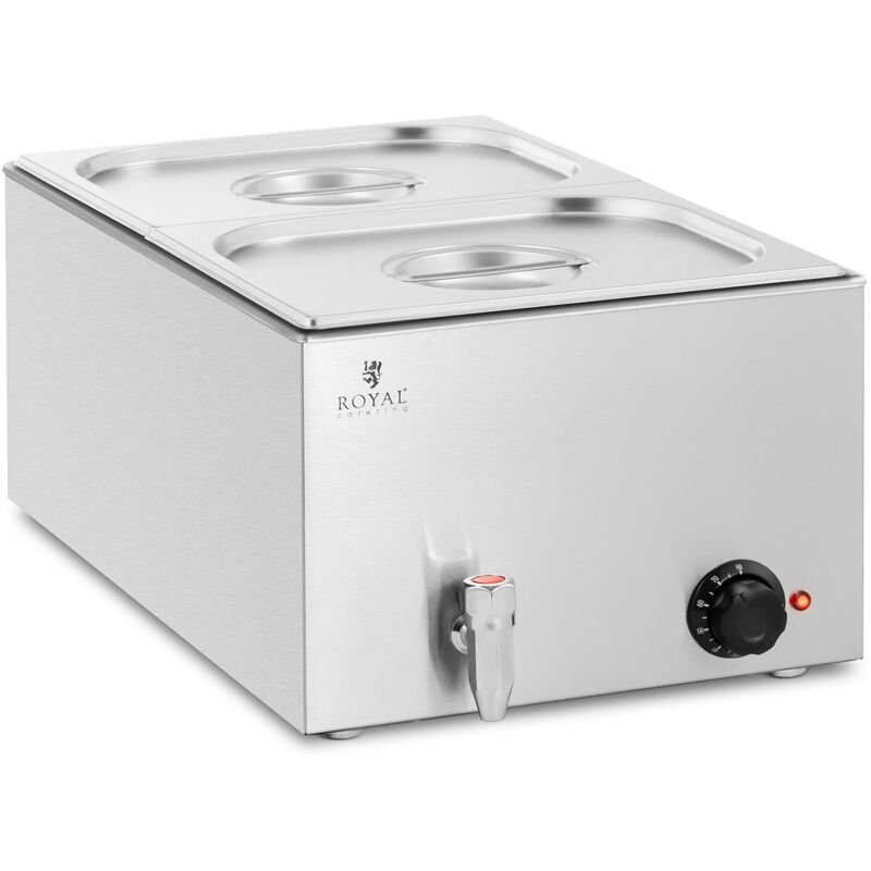 foto del prodotto helloshop26 scaldavivande bagnomaria professionale bagnomaria 600 watt 2 x rubinetto di scarico gn 1 2 140004218