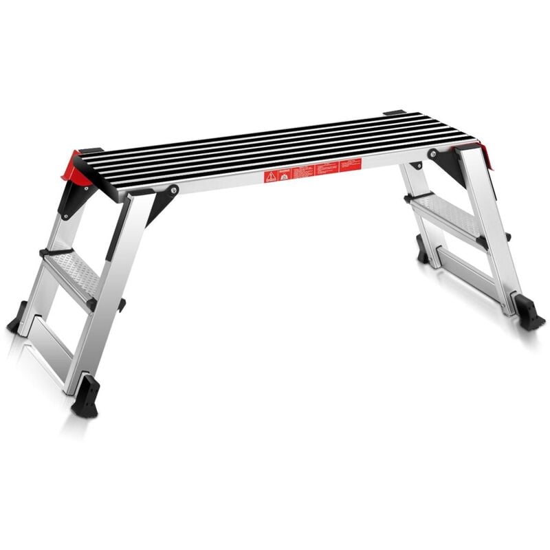 foto del prodotto helloshop26 scaletta pieghevole con piattaforma in alluminio, portata 150 kg