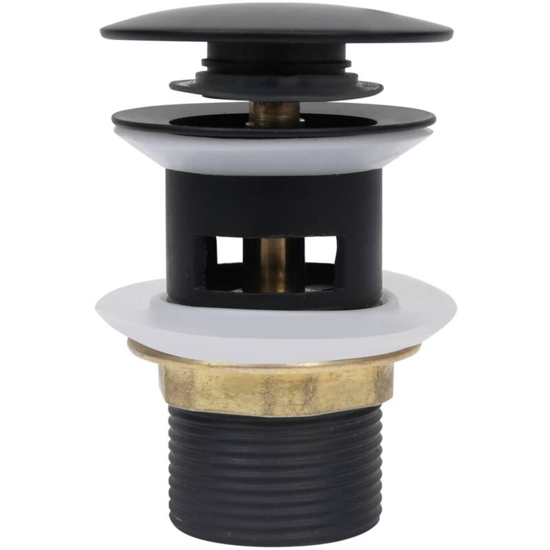 foto del prodotto helloshop26 scarico a pressione con tappo di scarico troppopieno scarico per lavandino scarico per lavandino del bagno di casa nero 020003486