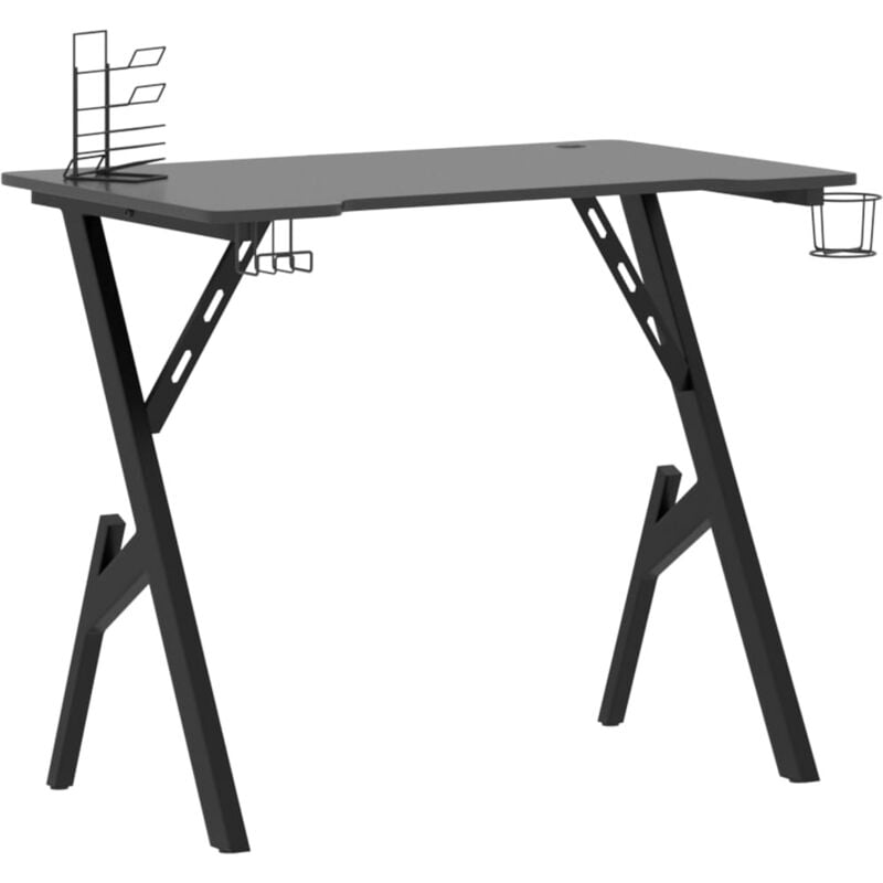 foto del prodotto helloshop26 scrivania tavolo postazione di lavoro mobile per computer studio it gaming con gambe a y 90 x 60 x 75 cm nero 020023772