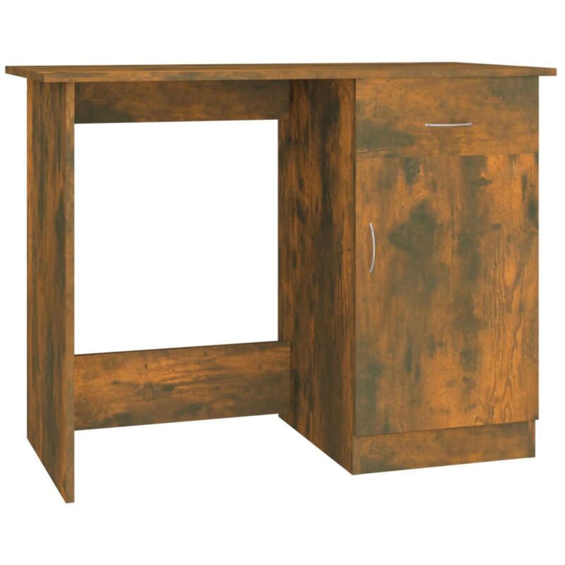 foto del prodotto helloshop26 scrivania tavolo postazione di lavoro mobile per computer studio it rovere affumicato 100 x 50 x 76 cm pannelli in mdf marrone