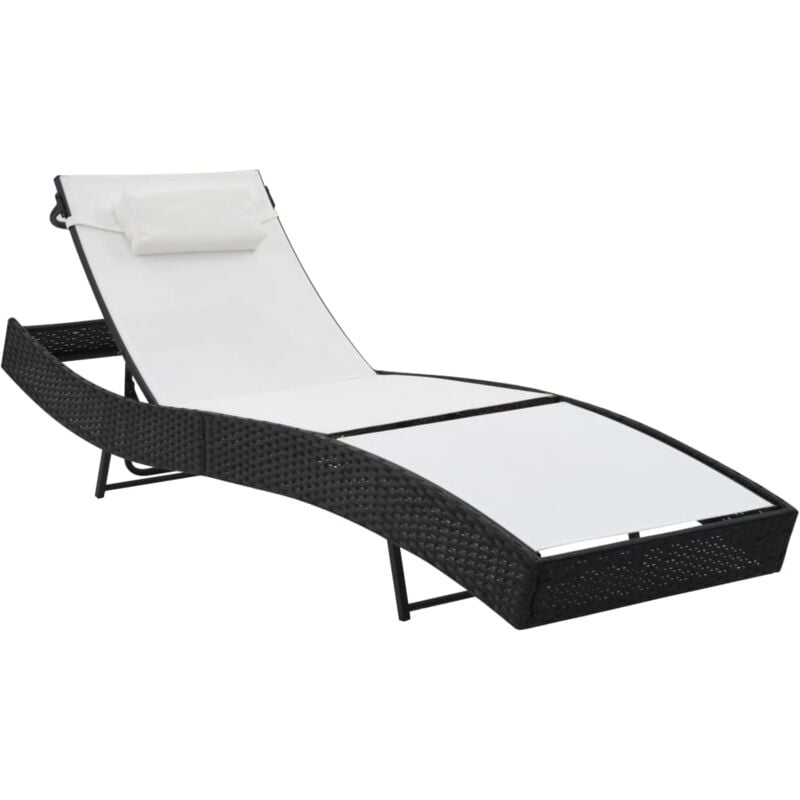 foto del prodotto helloshop26 sdraio sdraio prendisole lettino da giardino terrazza arredo da esterno con cuscino in resina intrecciata nera