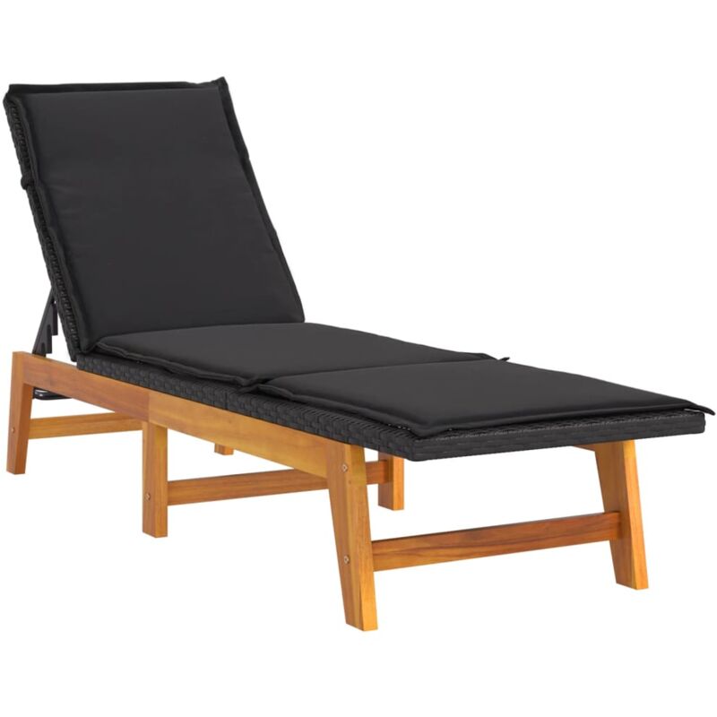 foto del prodotto helloshop26 sdraio sdraio prendisole lettino da giardino terrazza mobili da esterno con cuscino resina intrecciata legno massello di acacia